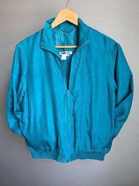 Teal Silk Jacket Lightweight Zip Front